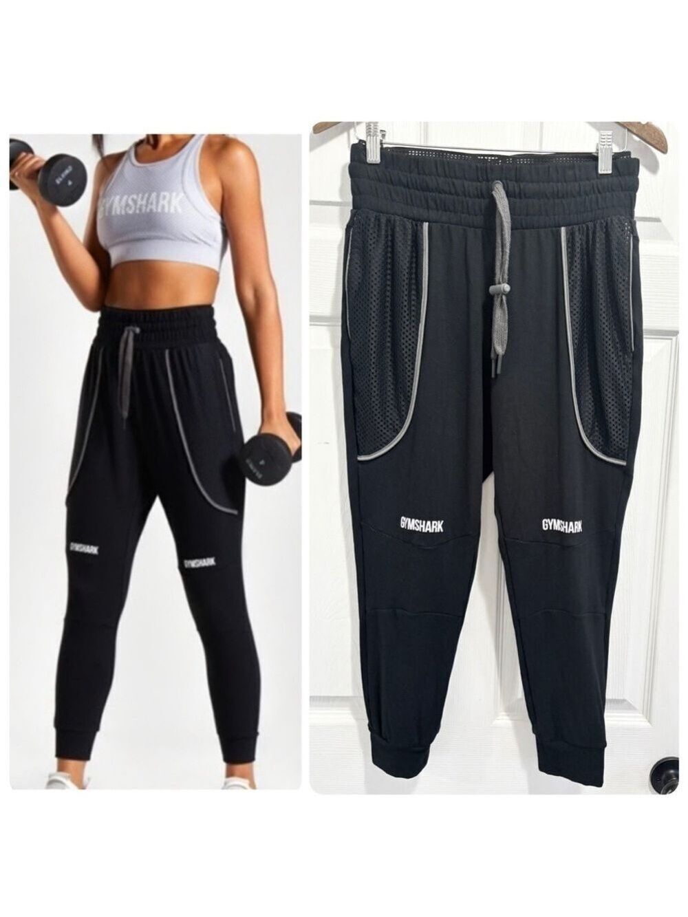 GYMSHARK Movement Mesh Joggers Track Pants Black High Waist Size Small